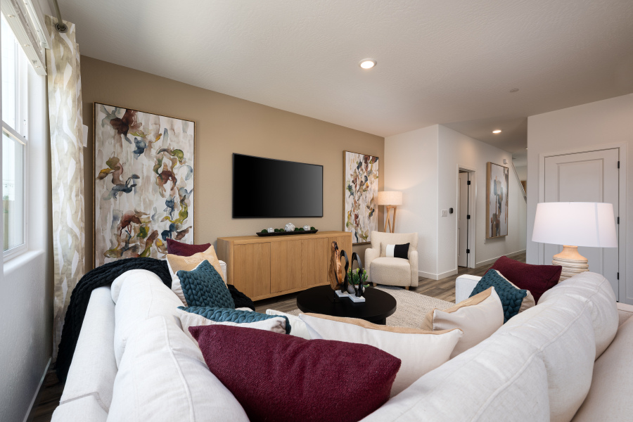 A living room with a tv and couches.