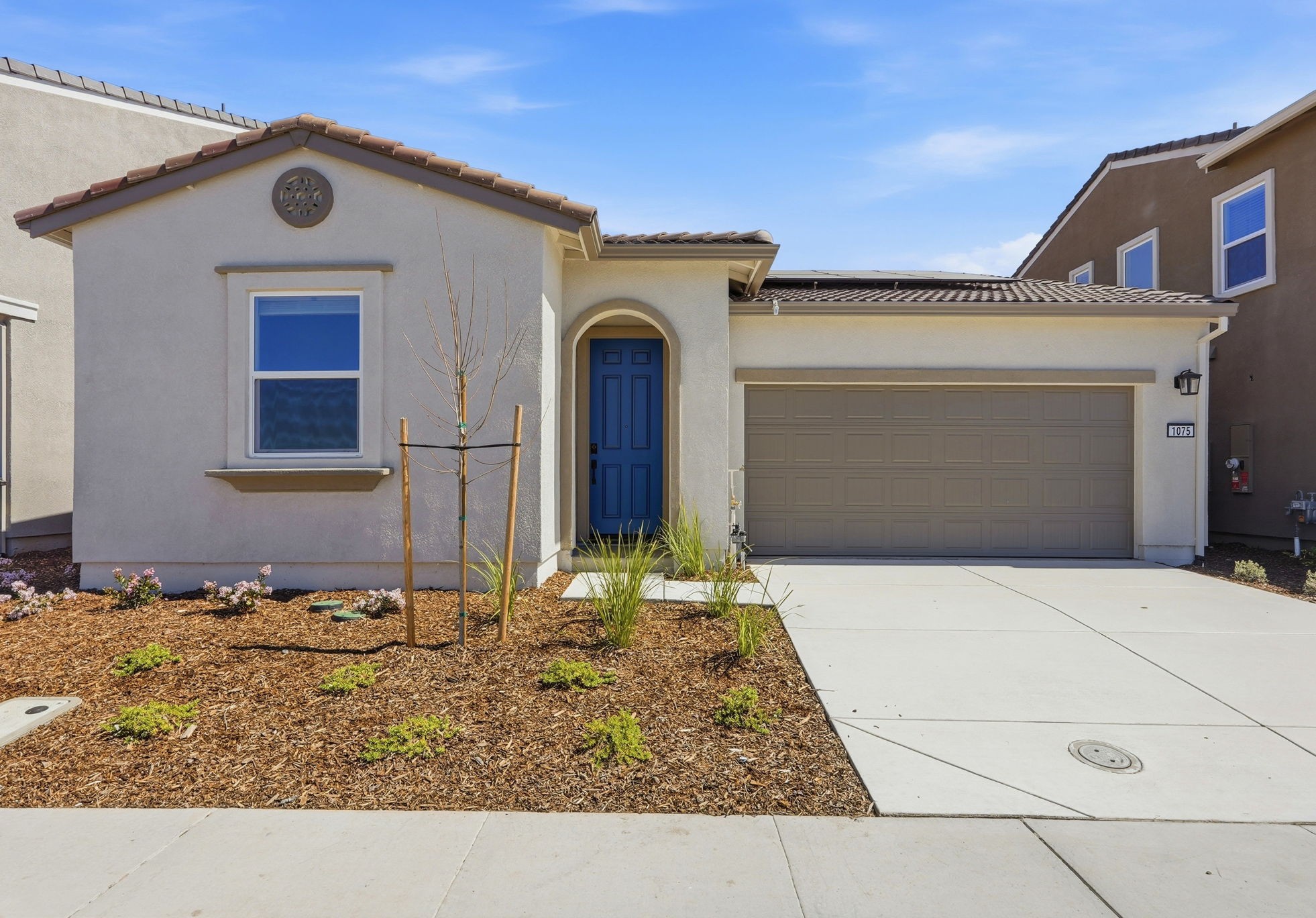 A house with a garage.
