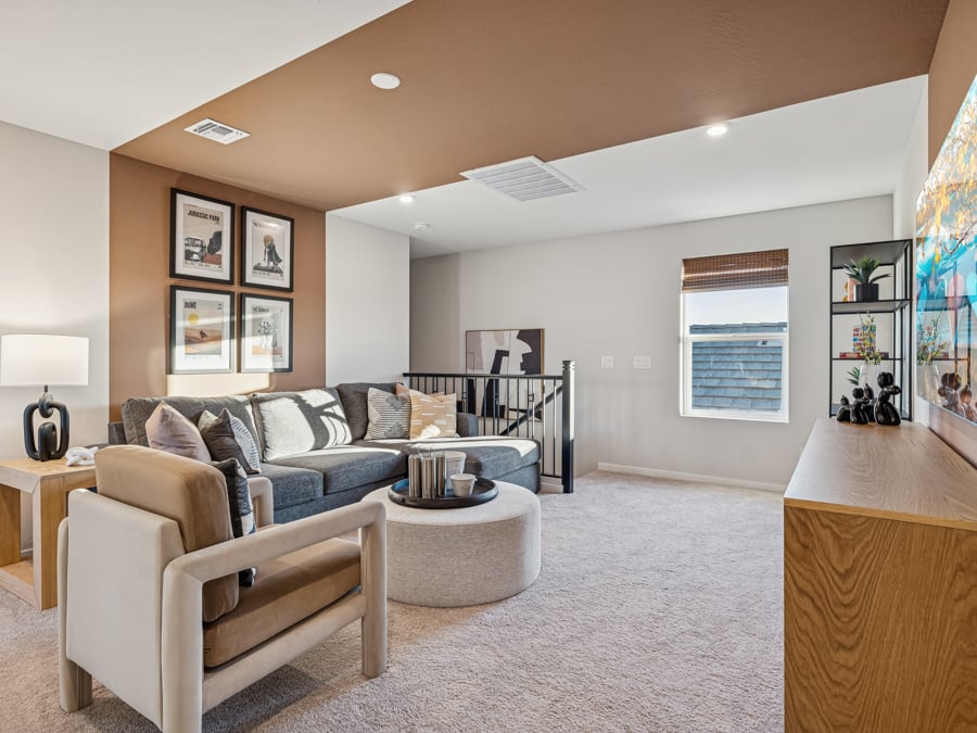 A living room with a couch and a coffee table.