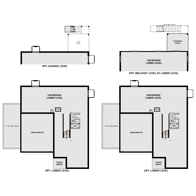 Diagram, engineering drawing. Marion Floorplan, Basement Options