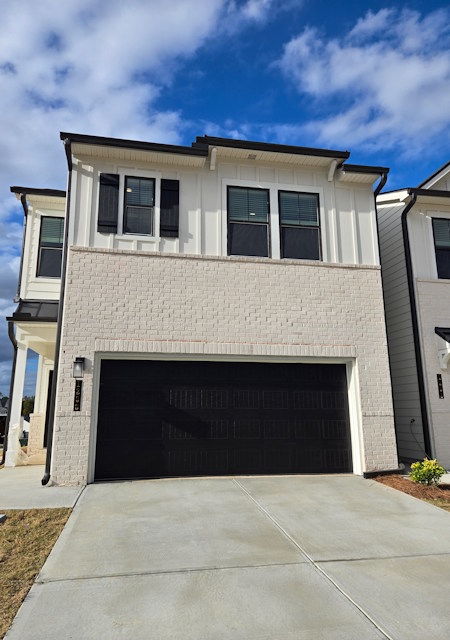 A building with a garage.