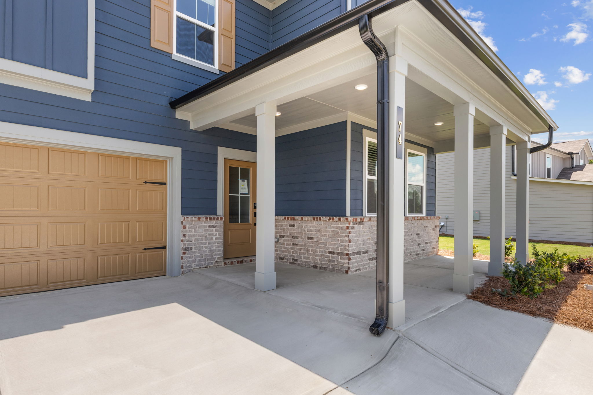 A house with a garage.