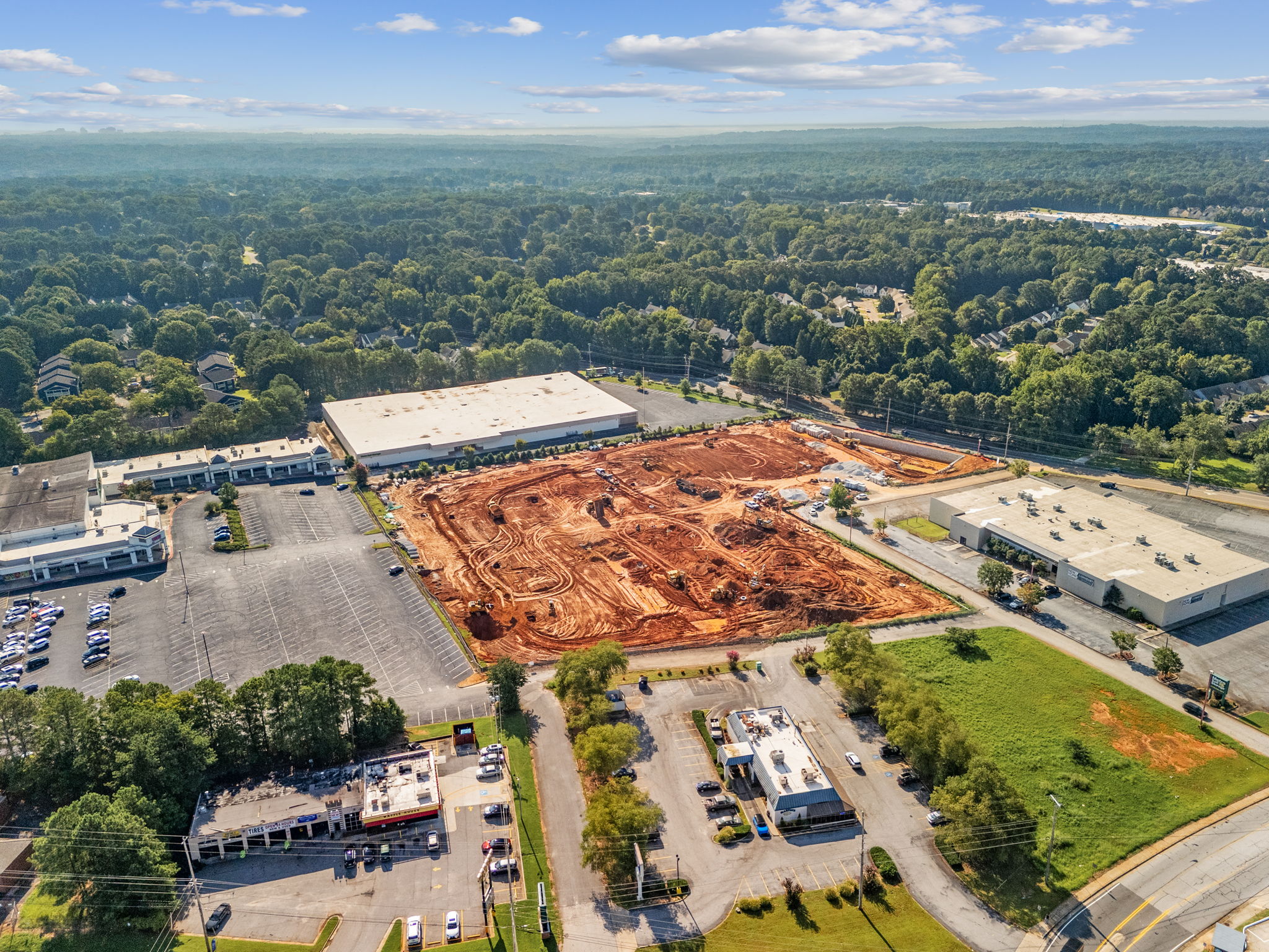 A high angle view of a construction site.