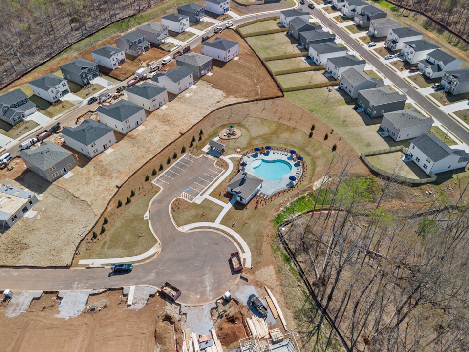 A large area with a circular hole in it.