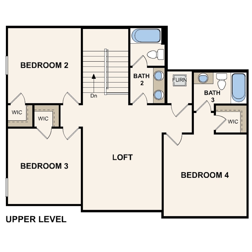Second Floor Architecture of Dogwood Plan by Century Communities