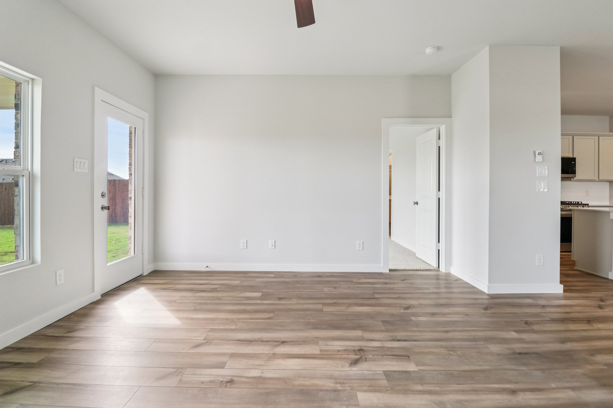 A room with white walls.