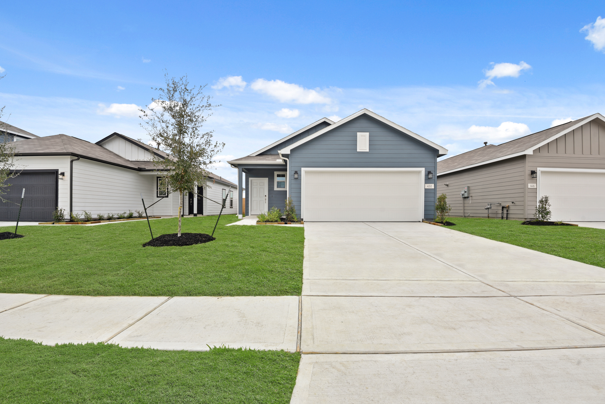 A driveway leading to a house.