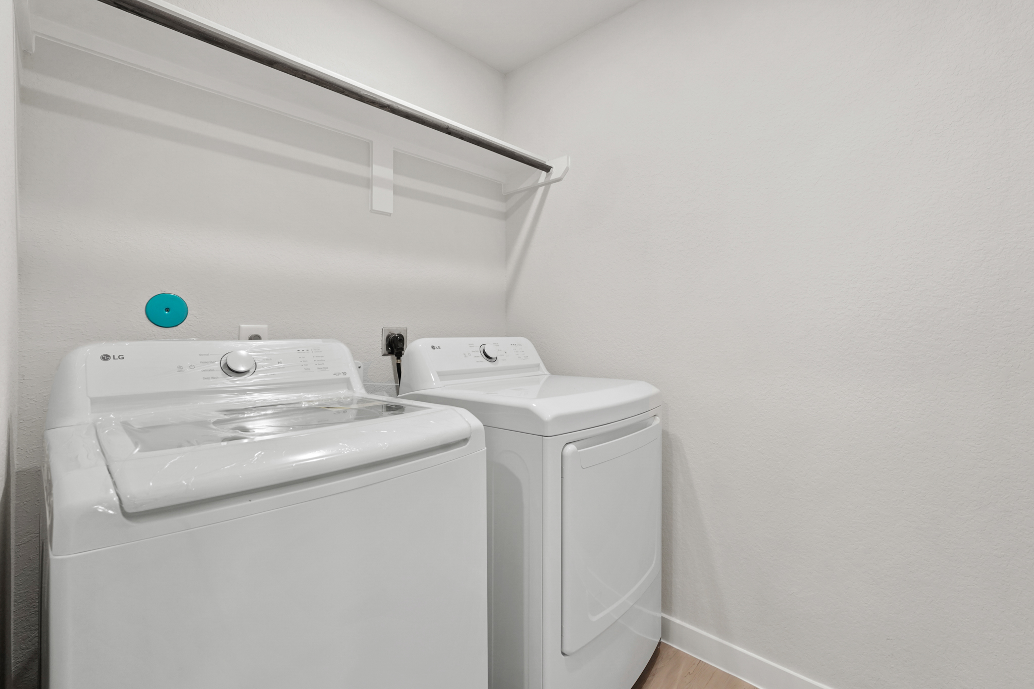 A washing machine and dryer.