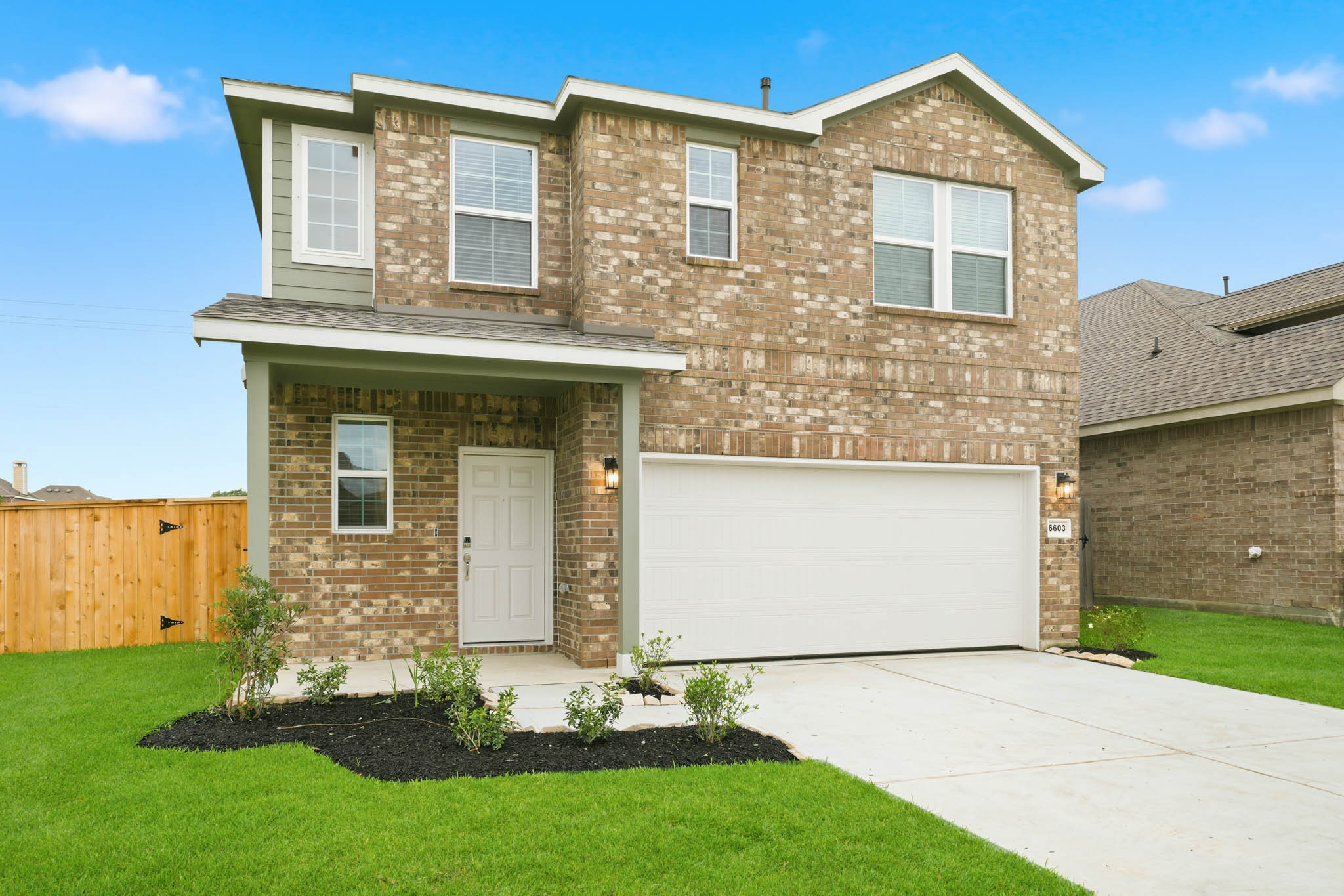 A house with a garage.