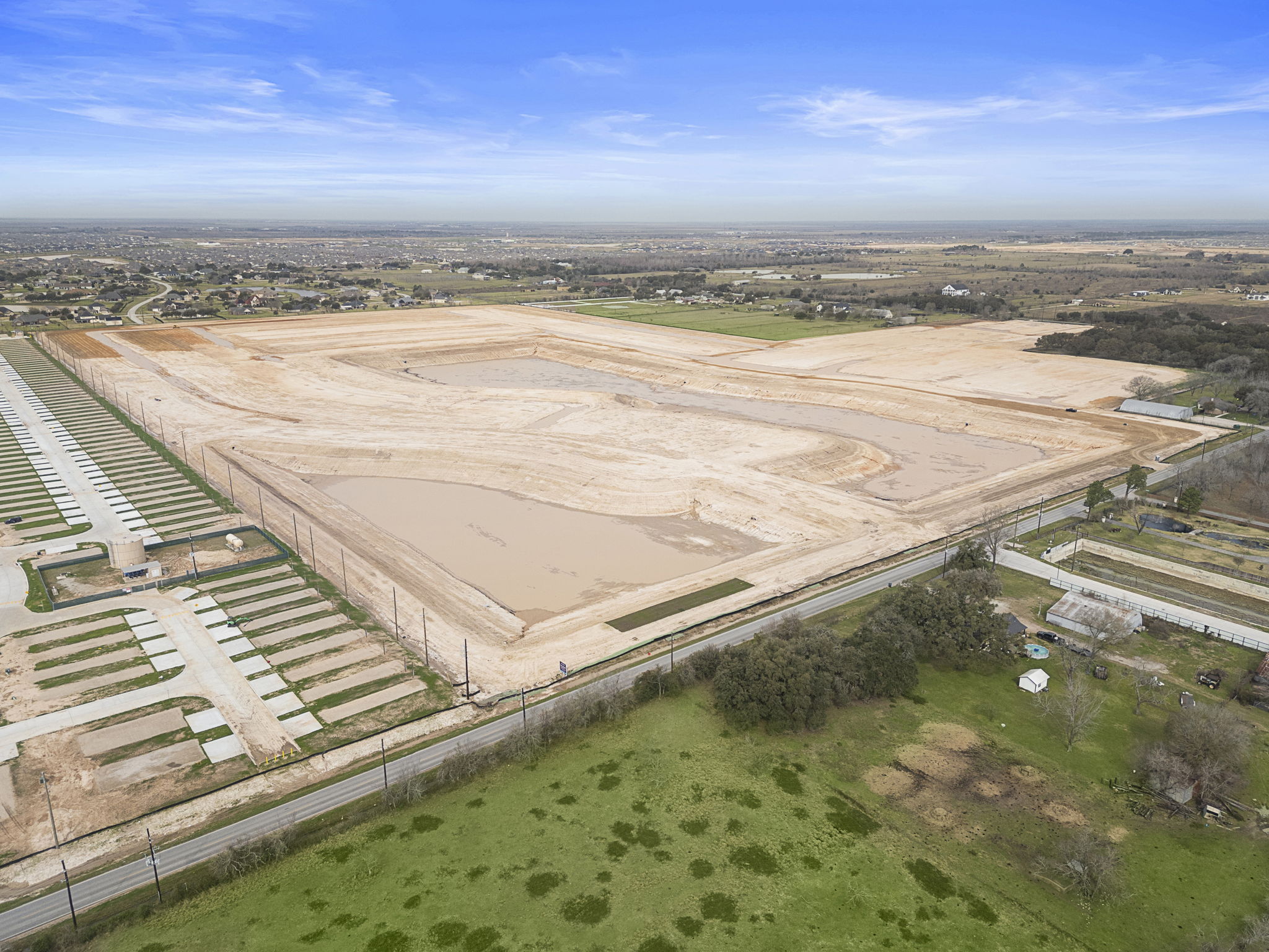 A large area with roads and trees.
