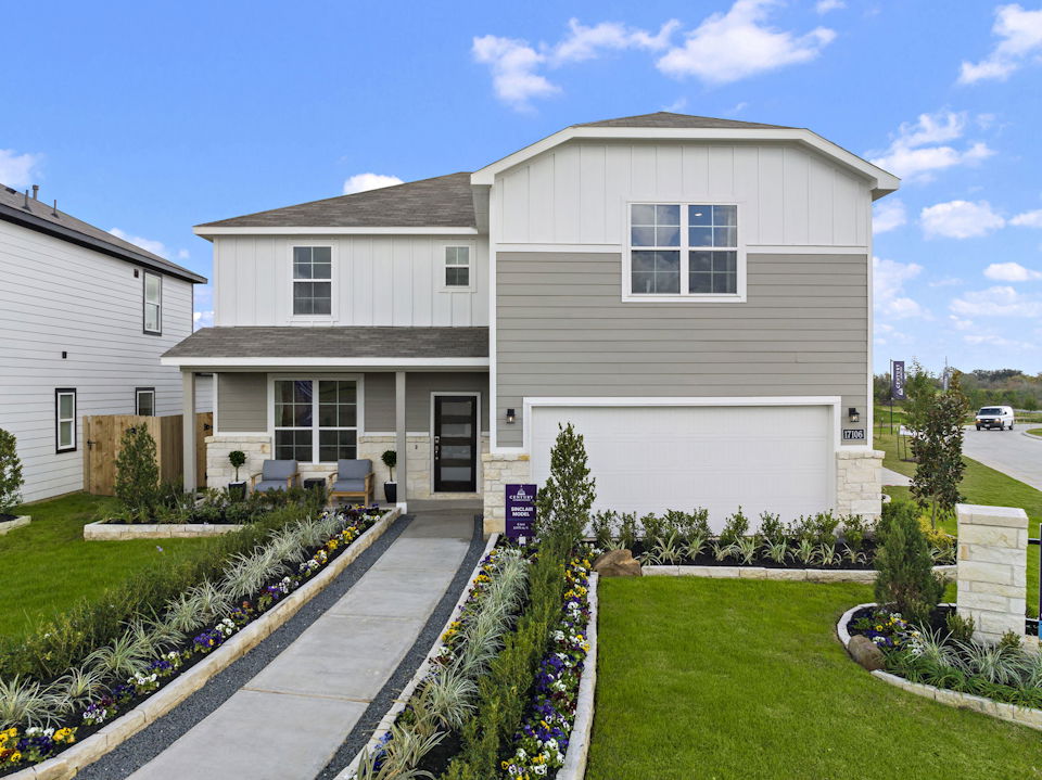 A house with a driveway.