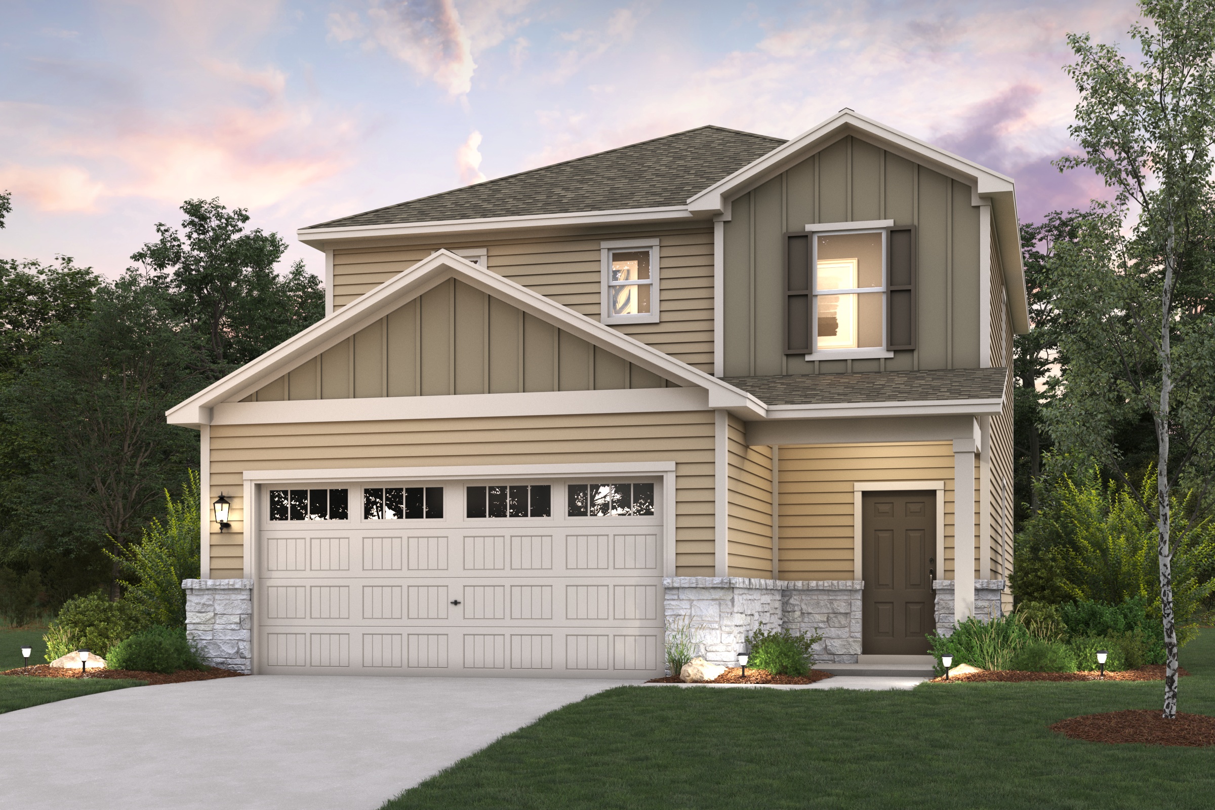 A house with a garage.