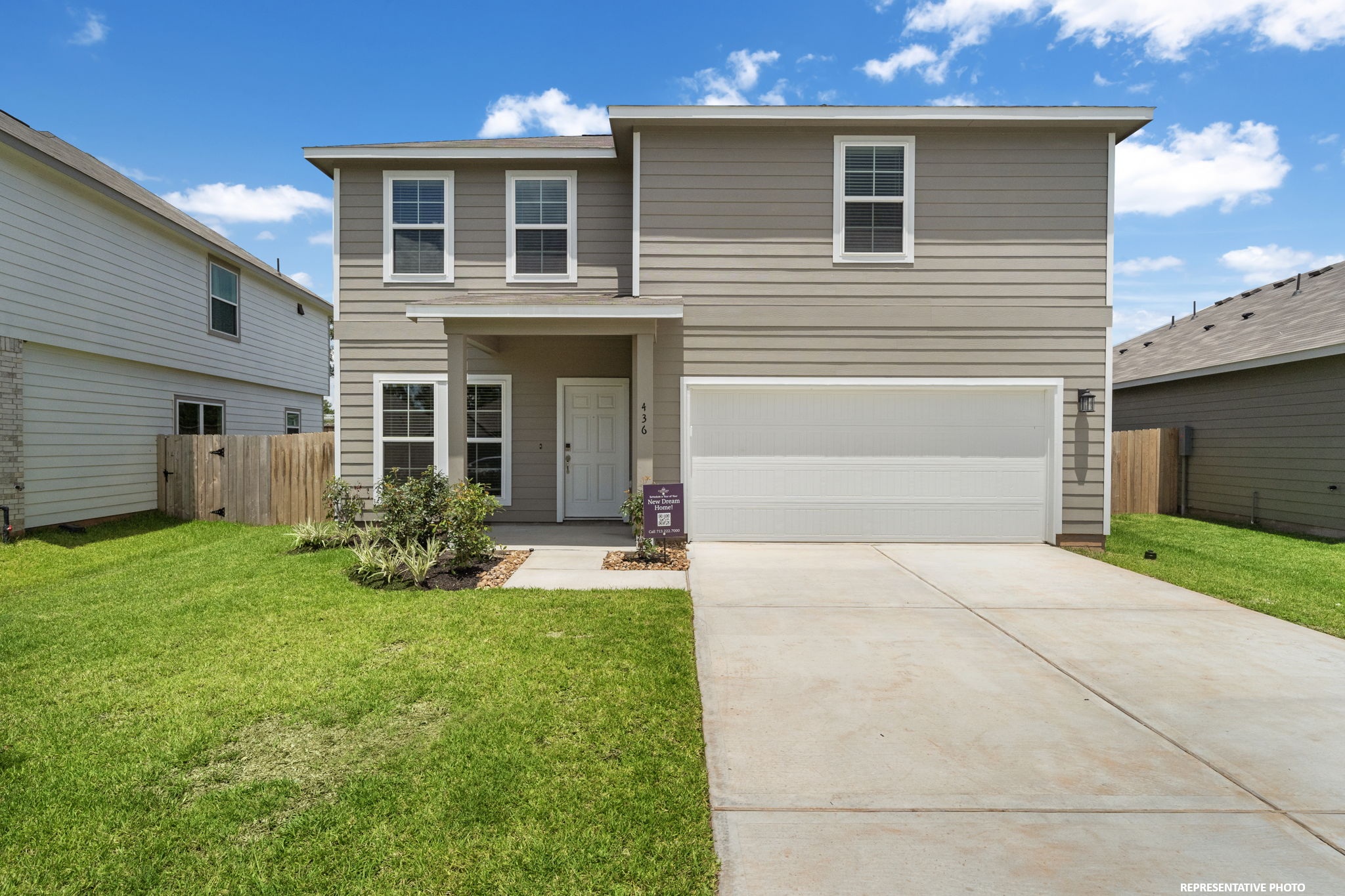 A house with a garage.