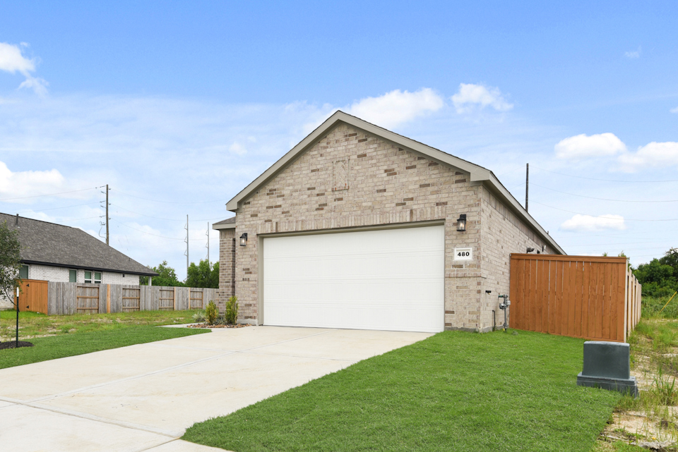 A building with a garage.