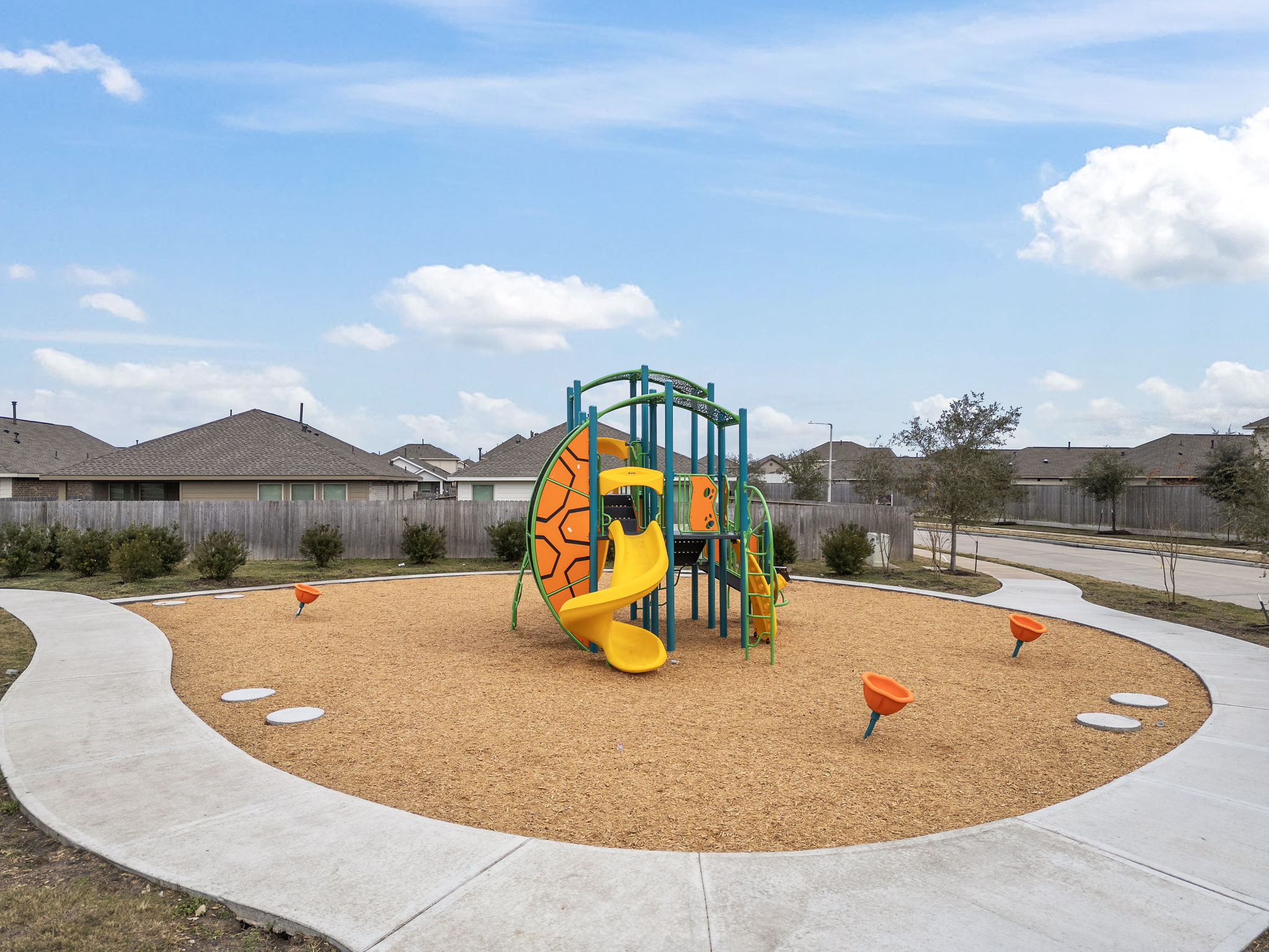 A playground with a slide.
