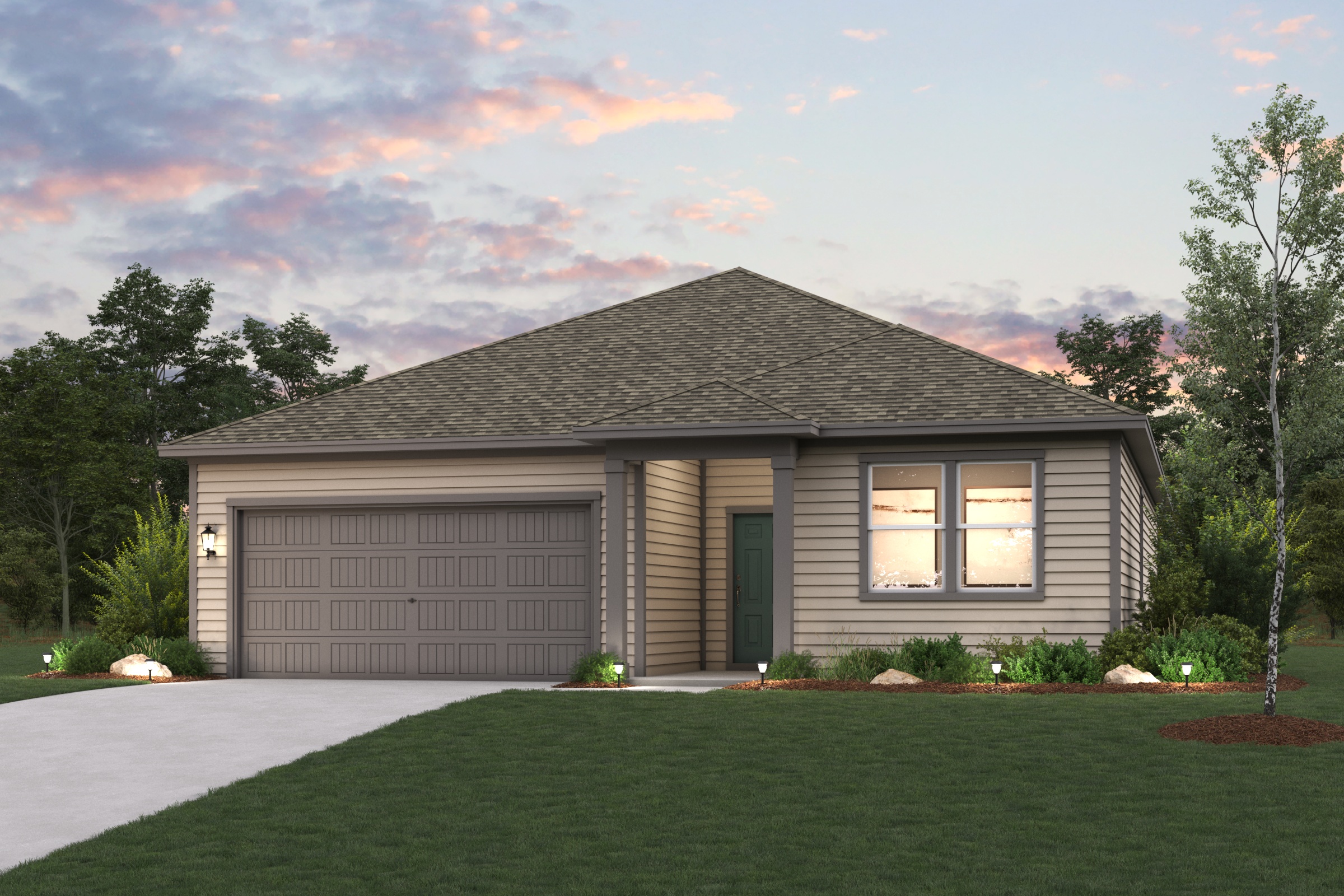 A house with a garage.