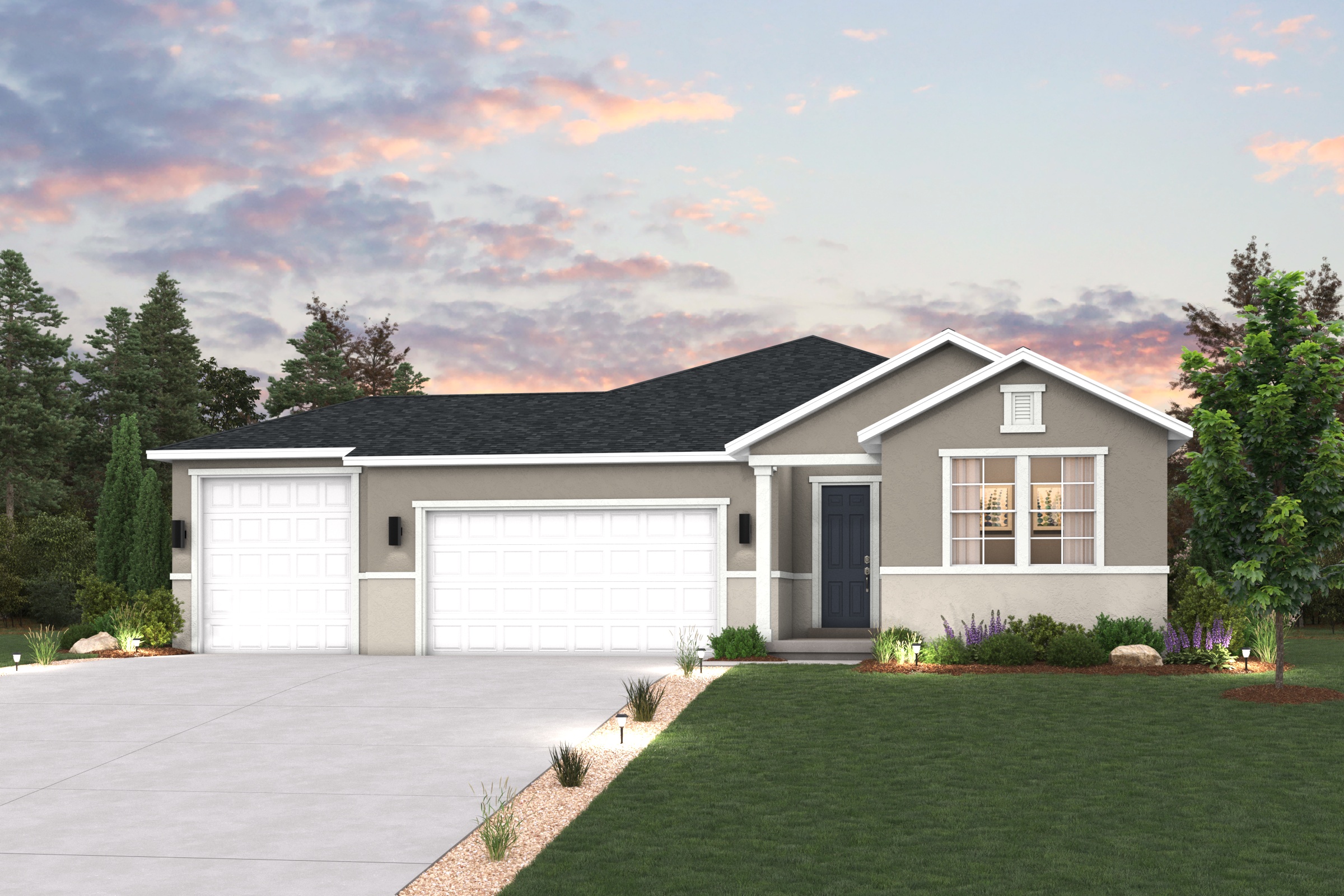 A house with a driveway.