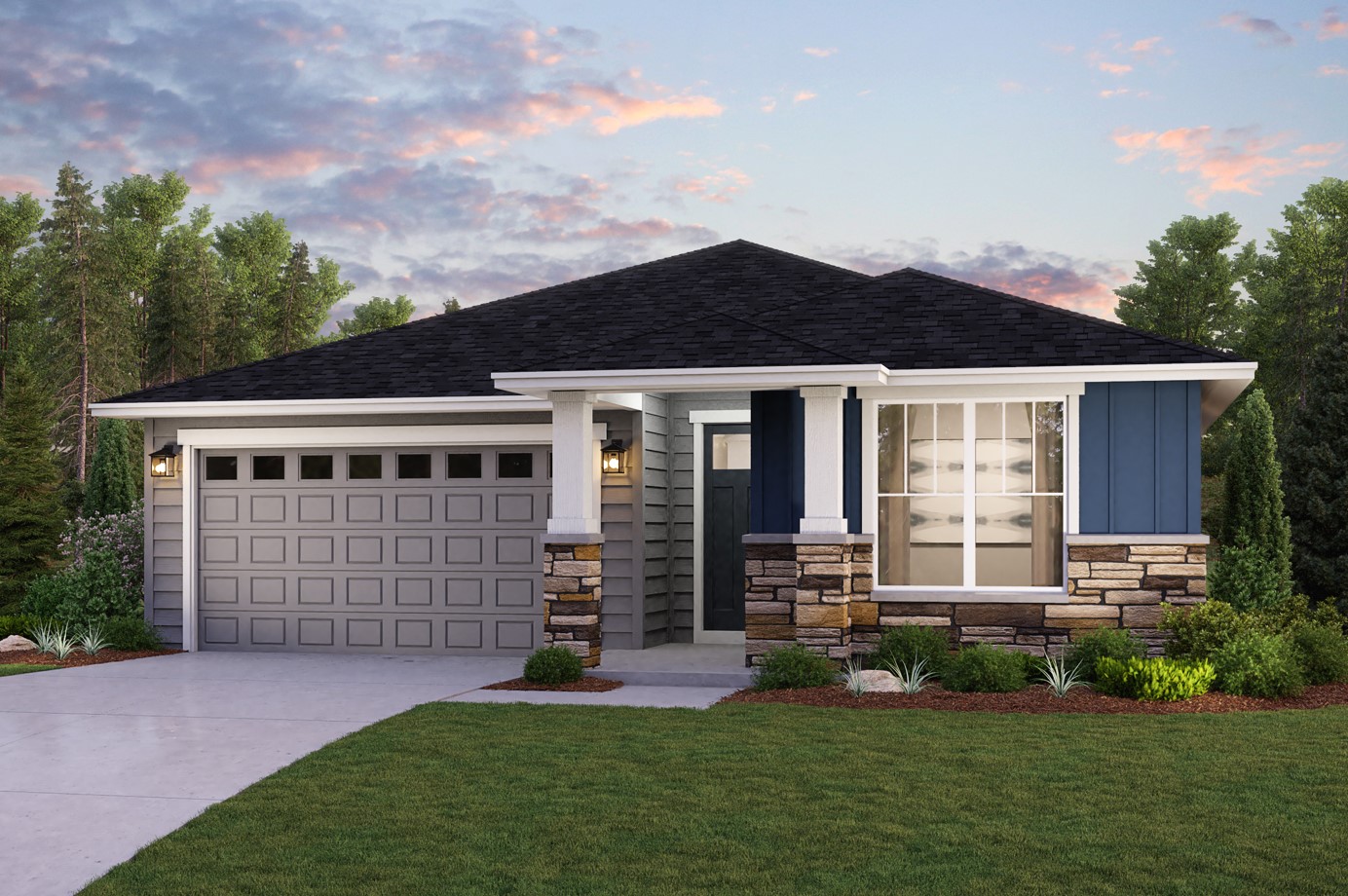 A house with a large front yard.