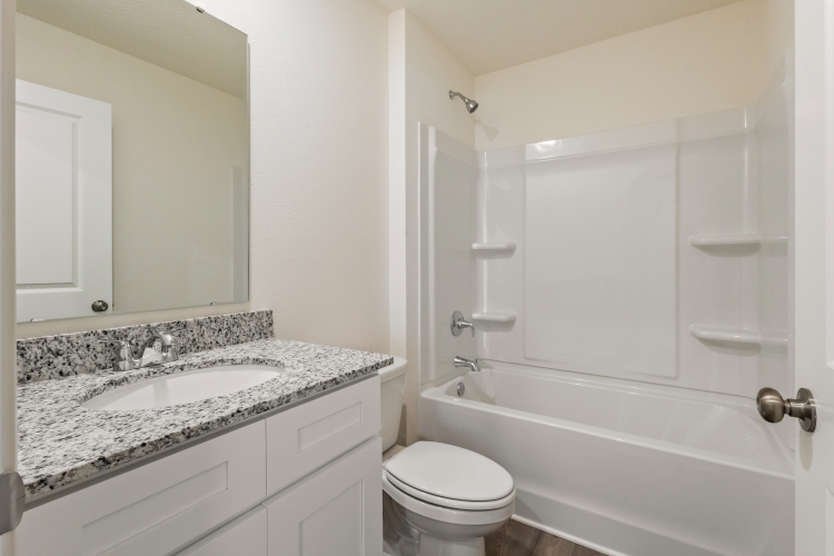 A bathroom with a sink and a toilet.