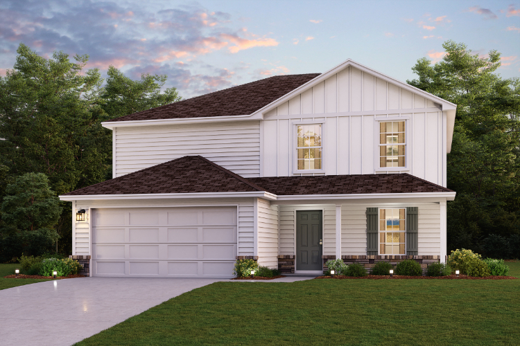 A house with a garage.