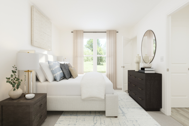 A white couch in a room.