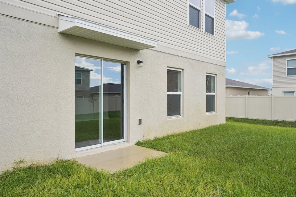 A house with a glass door.